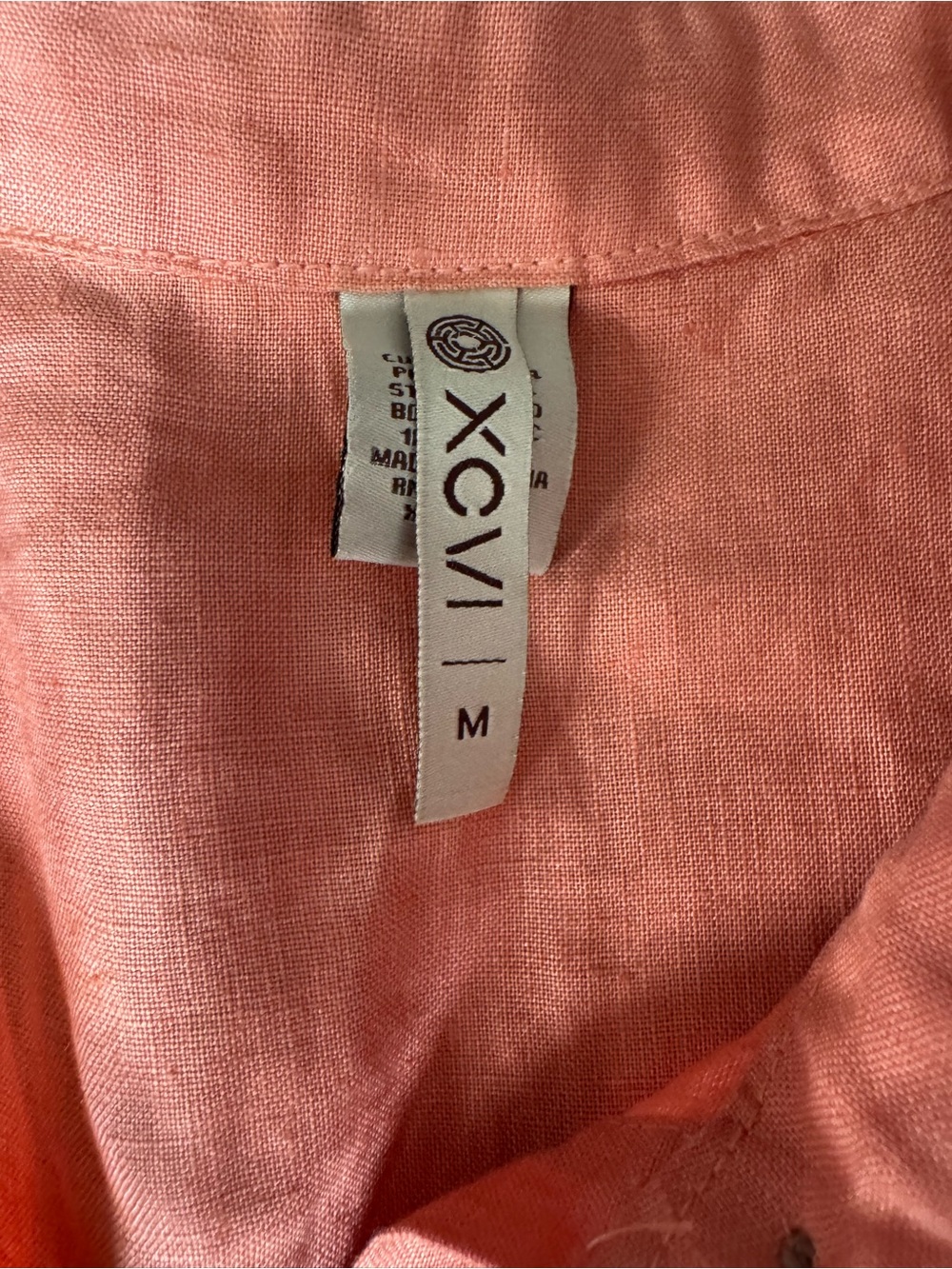 XCVI Coral 100% Linen Button Front Maxi Shirt Dress Size M Coastal Resort P56 - Picture 7 of 7